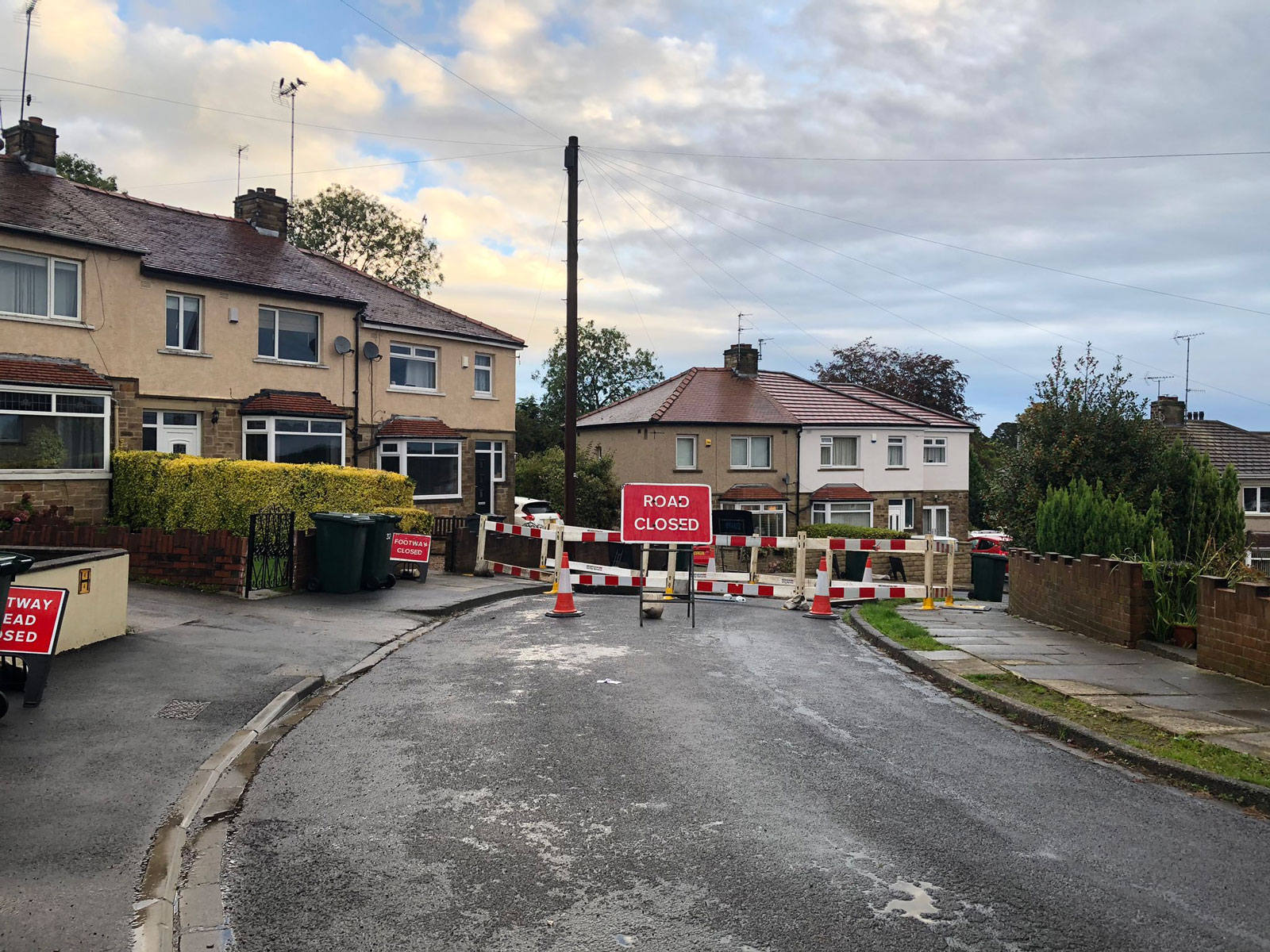 The street with the roadworks