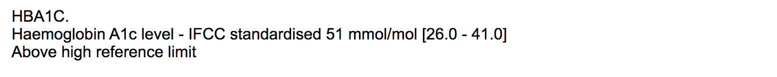 A screen grab of the detail of the rest results, showing my hemoglobin levels.